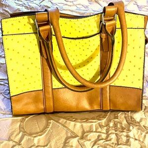 Yellow and Tan Brown Shoulder Strap Purse